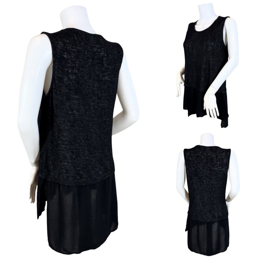 Red Haute Semi Sheer Panel Heather Black Tank Top SZ S $79